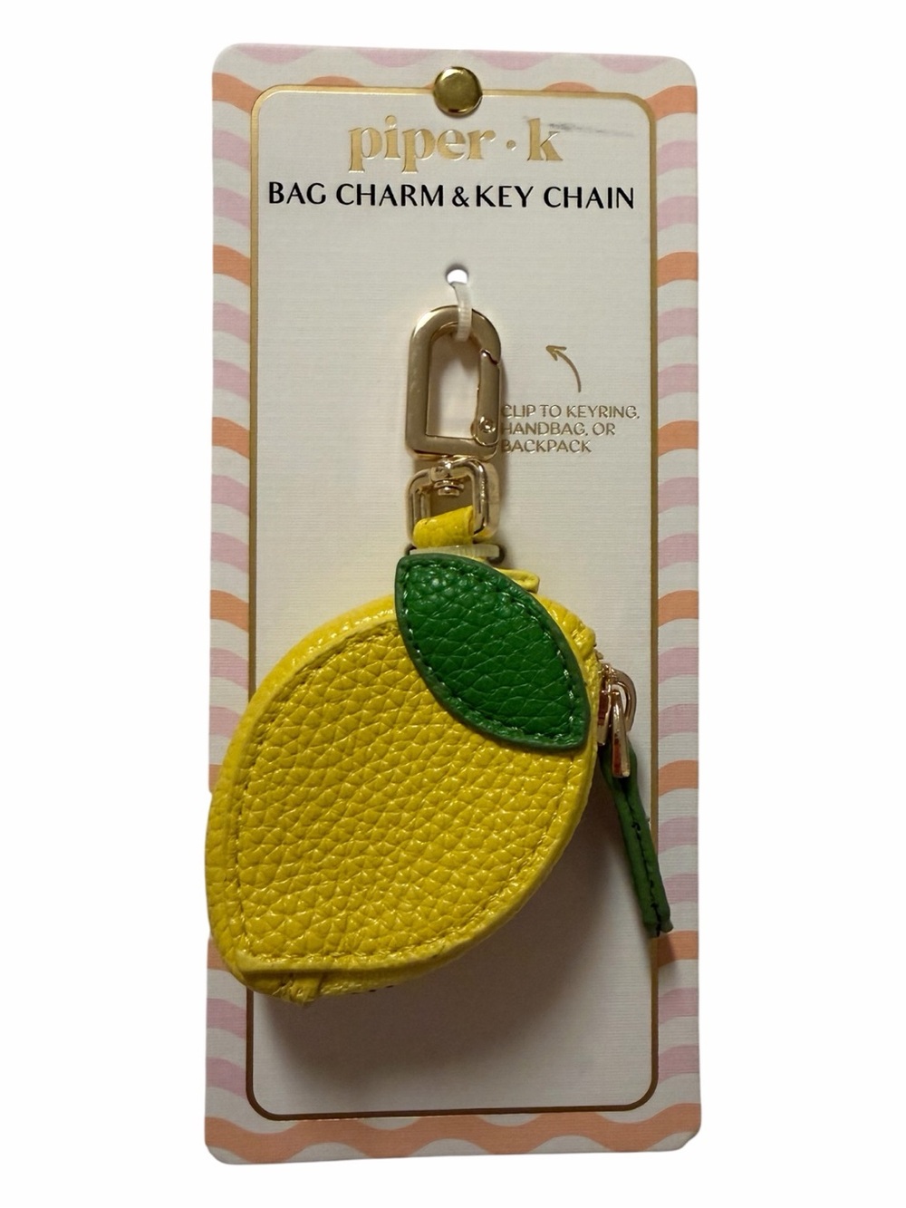 🍋Piper•k Yellow Lemon Bag Charm w/ Green Leaf. Adorable and perfect for summer! - Picture 2 of 12